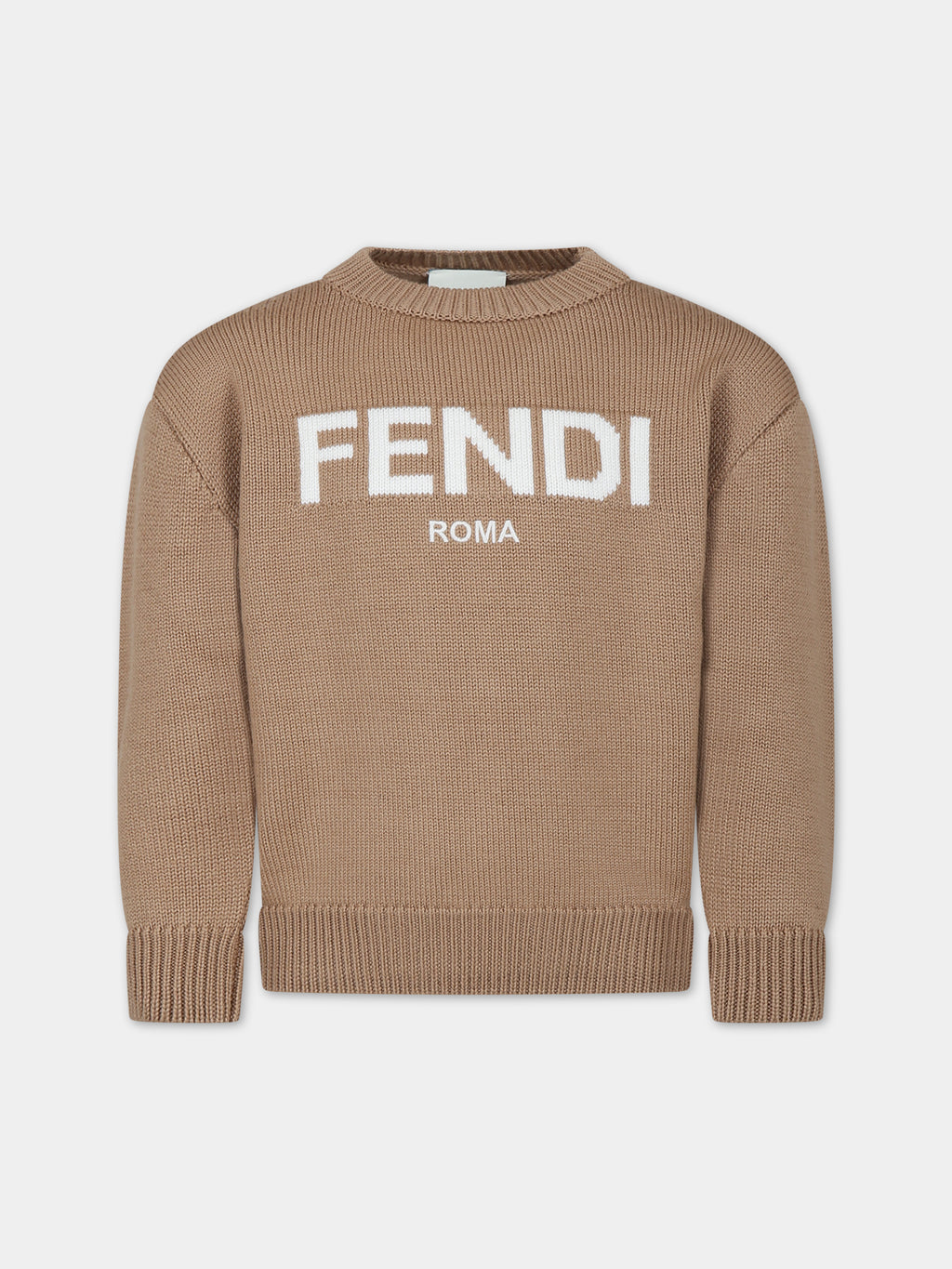 Camel sweater with logo for kids
